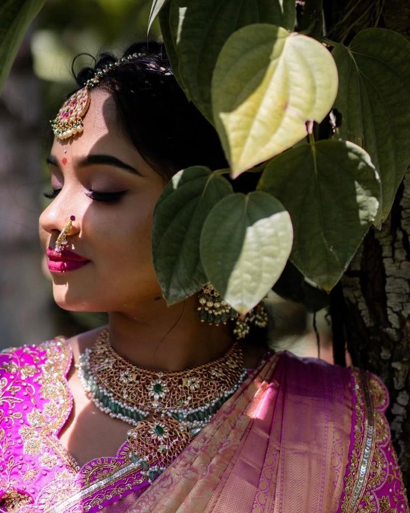 Editorial bridal makeup, outdoor natural light