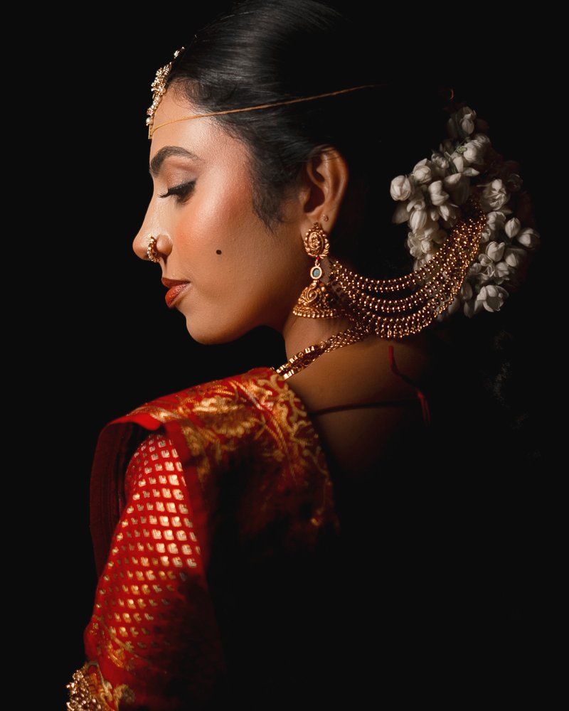 Editorial bridal makeup, dramatic profile